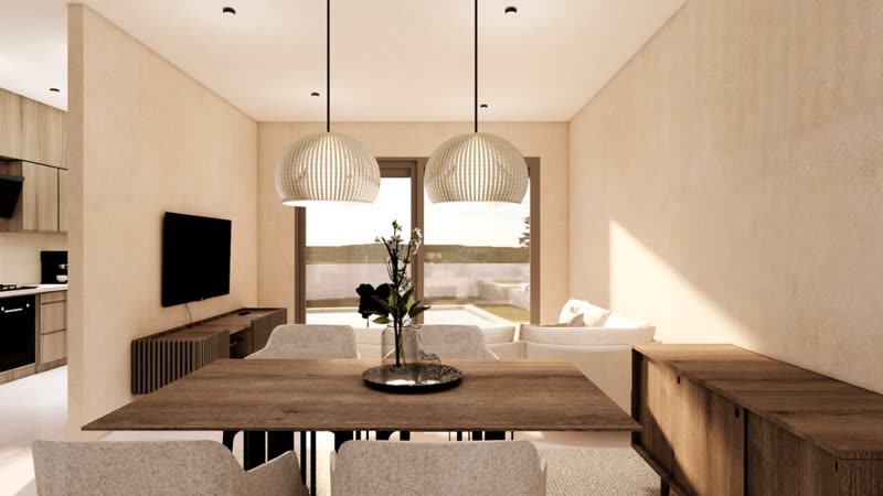 Villa K2 open-plan living and dining area