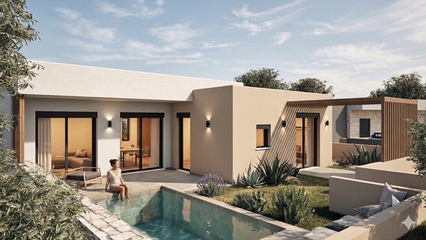 Villa K3 exterior with private pool and terrace